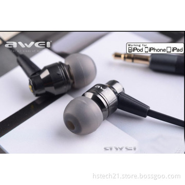 Noise Cancelling Awei headphones ES-800M black earphones in ear heasets For Iphone,HTC,Samsung,MI